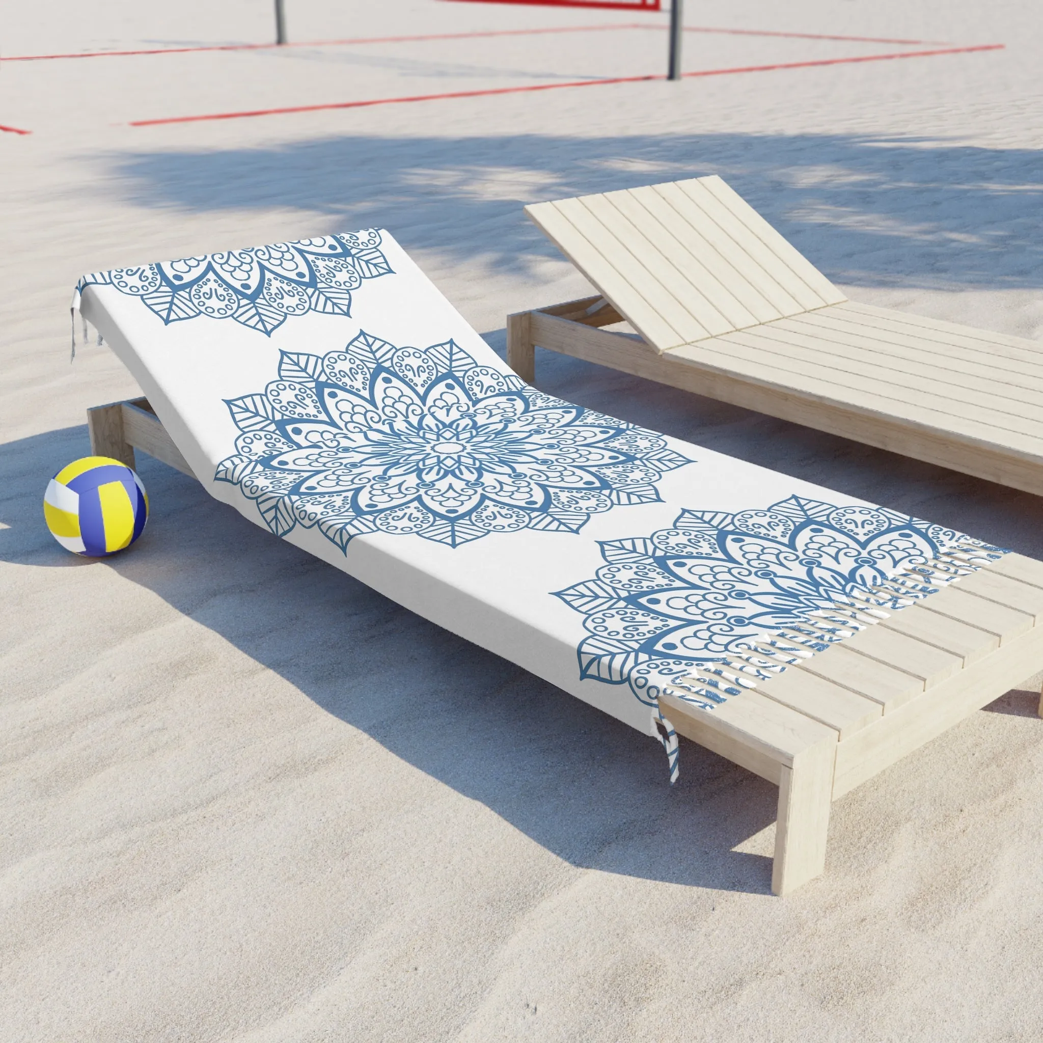 Handmade Steel Blue Mandala Beach Cloth - Original Fine Art