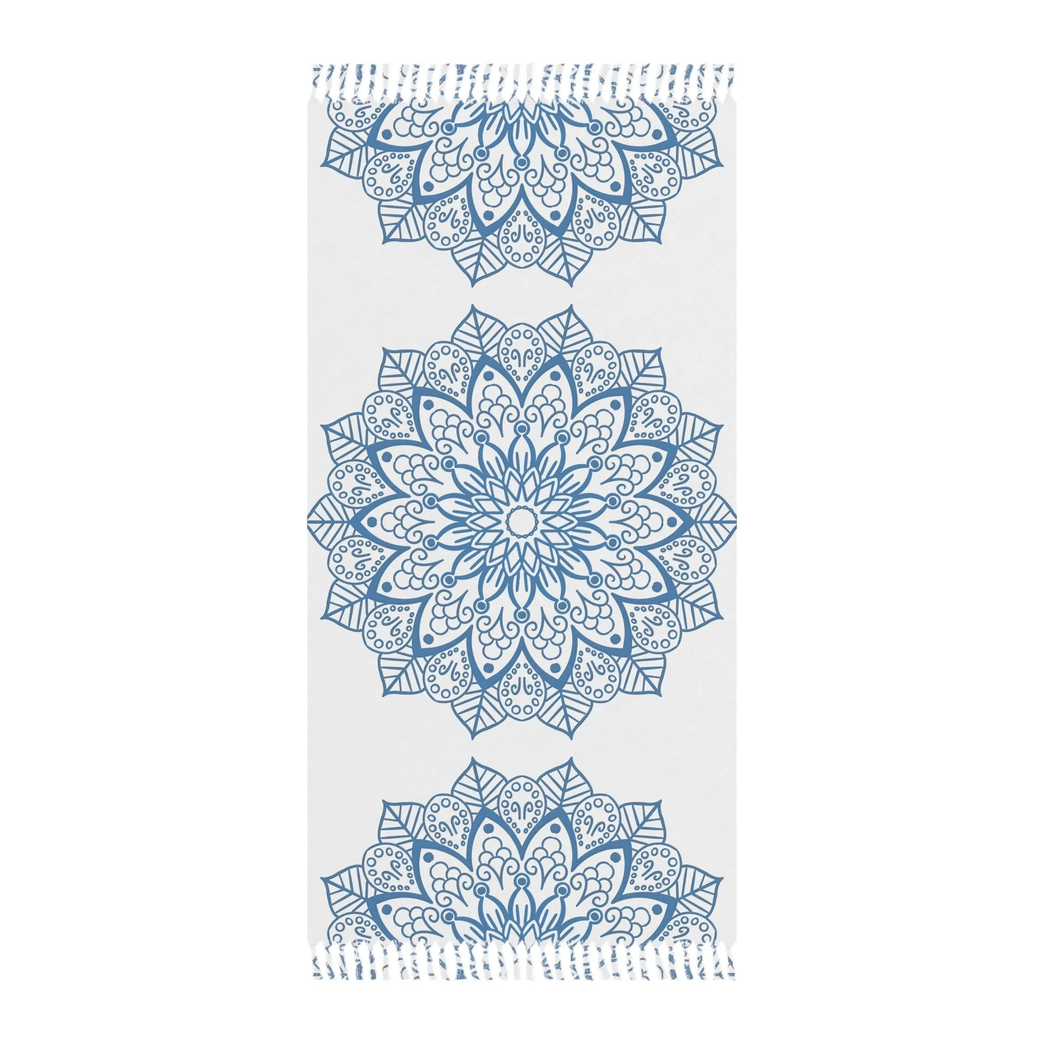 Handmade Steel Blue Mandala Beach Cloth - Original Fine Art