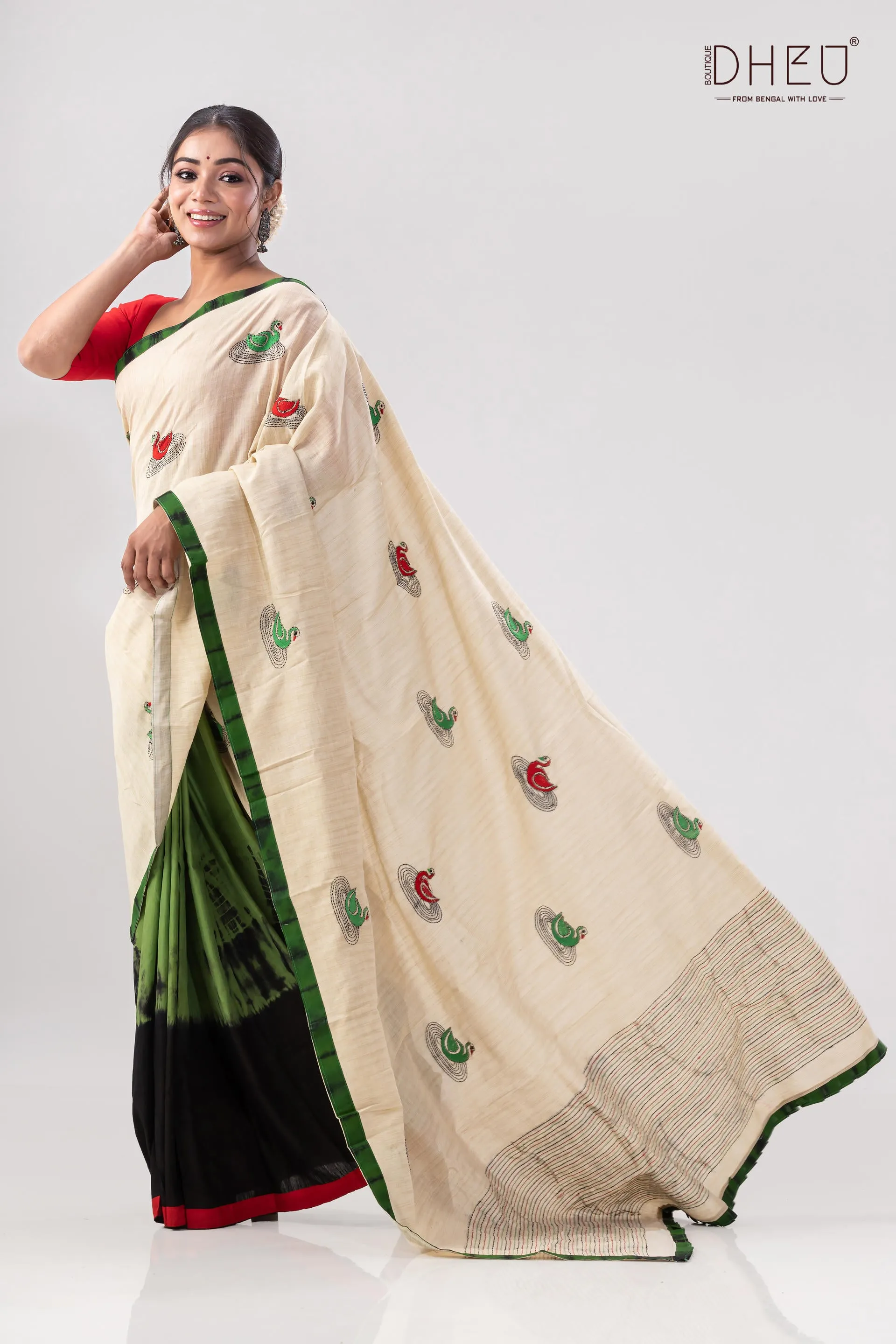 Traditional Hansjaru Kurta and Saree Matching Couple Set