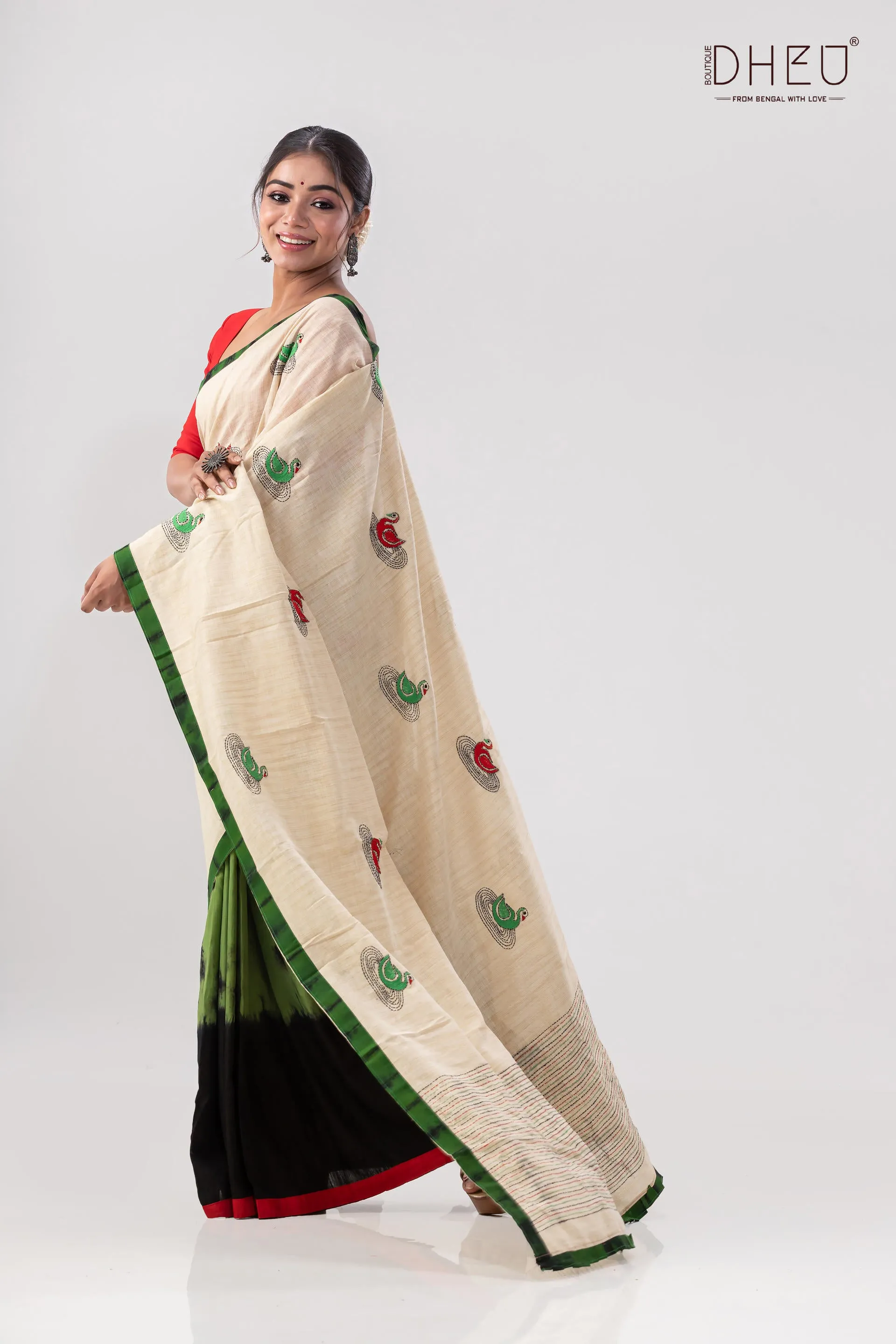 Traditional Hansjaru Kurta and Saree Matching Couple Set