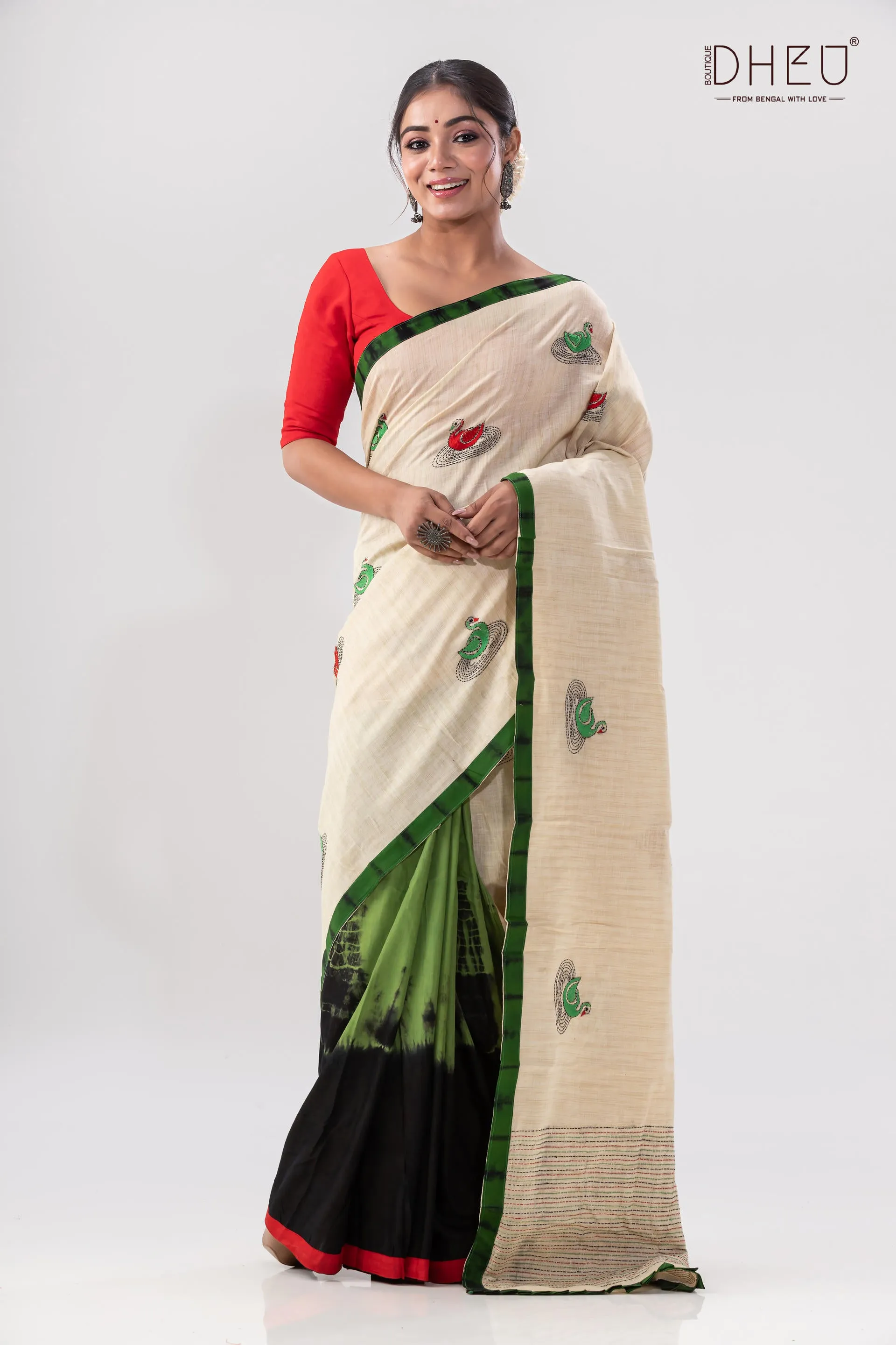 Traditional Hansjaru Kurta and Saree Matching Couple Set