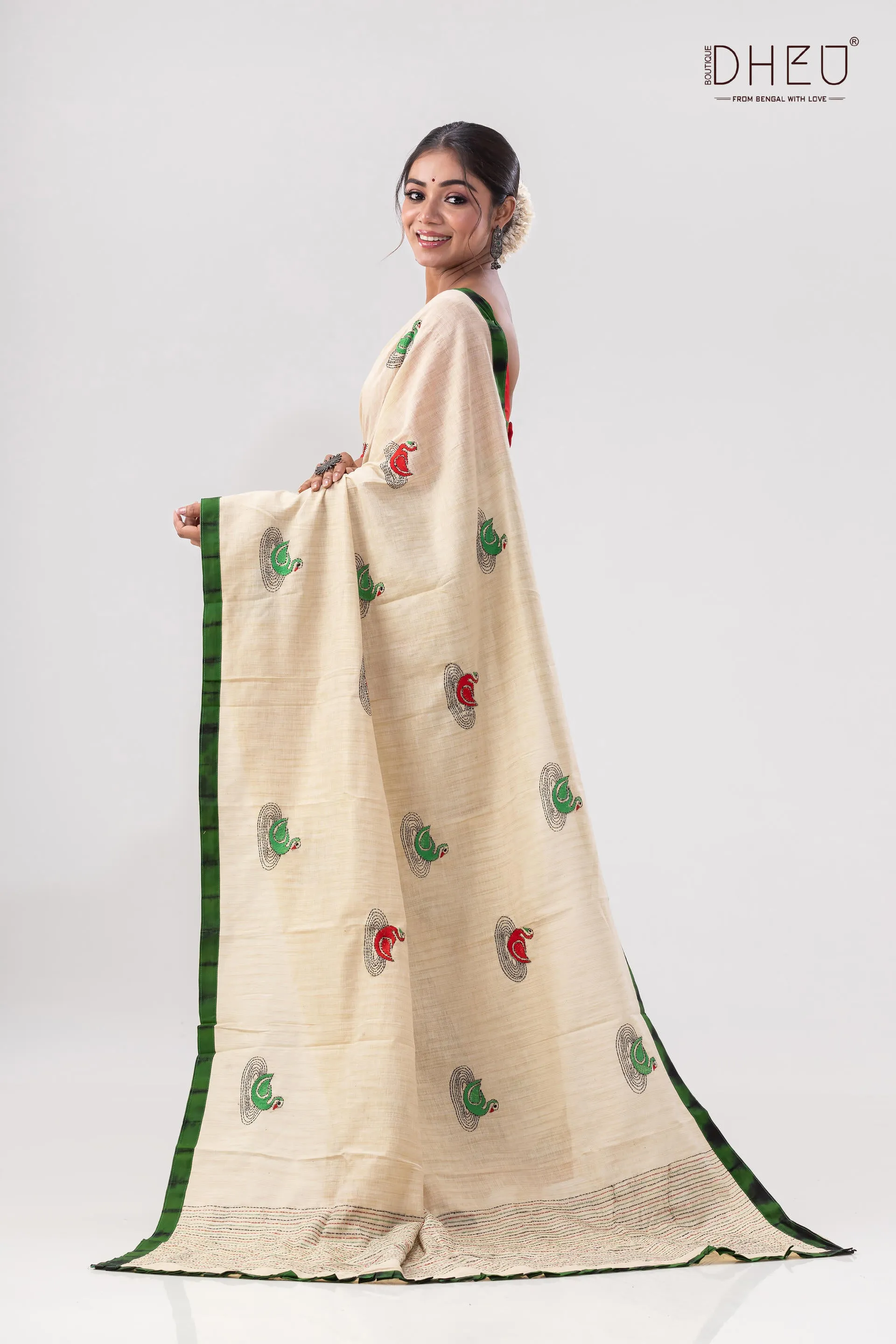 Traditional Hansjaru Kurta and Saree Matching Couple Set