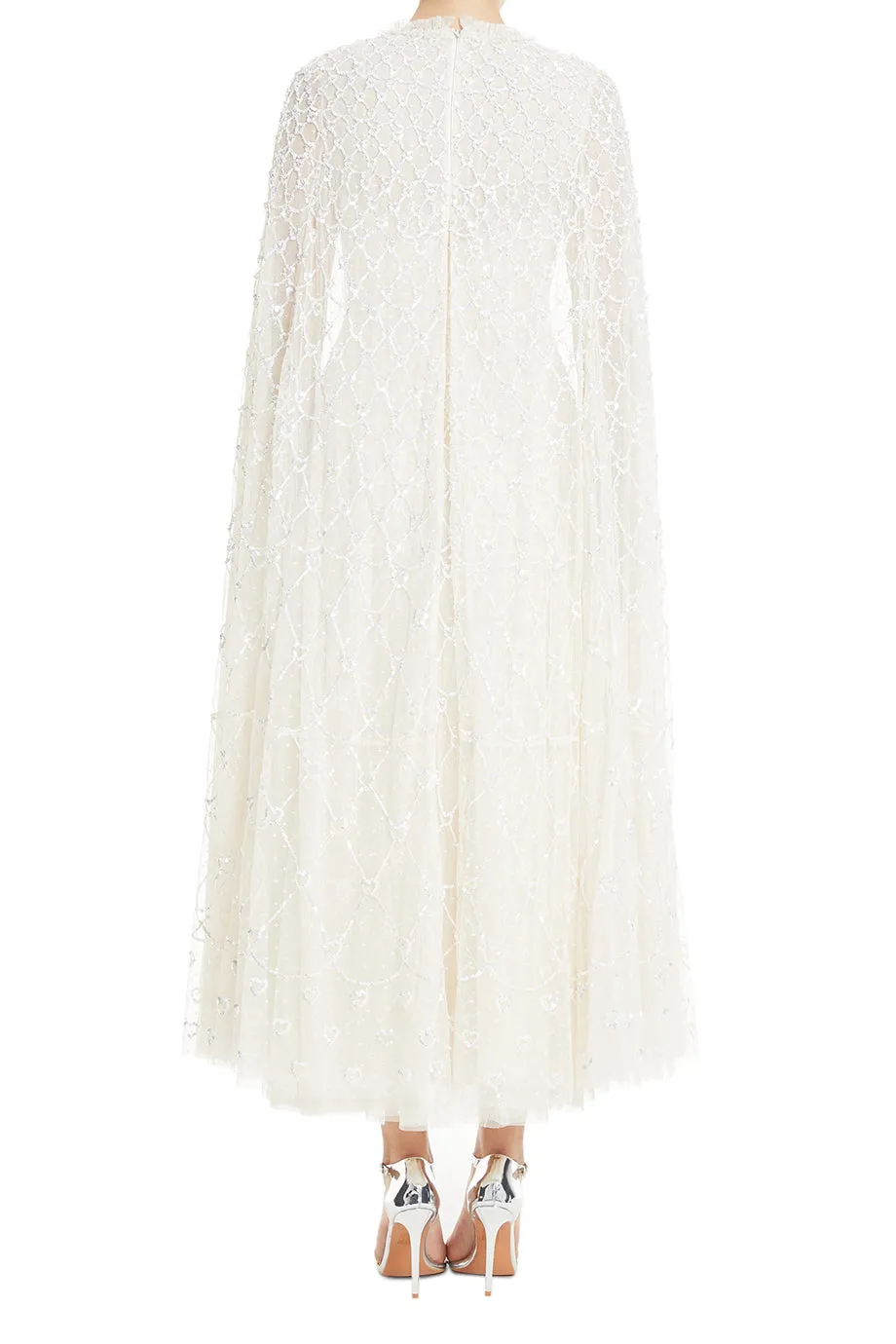 Heart Lattice Cape Evening Gown