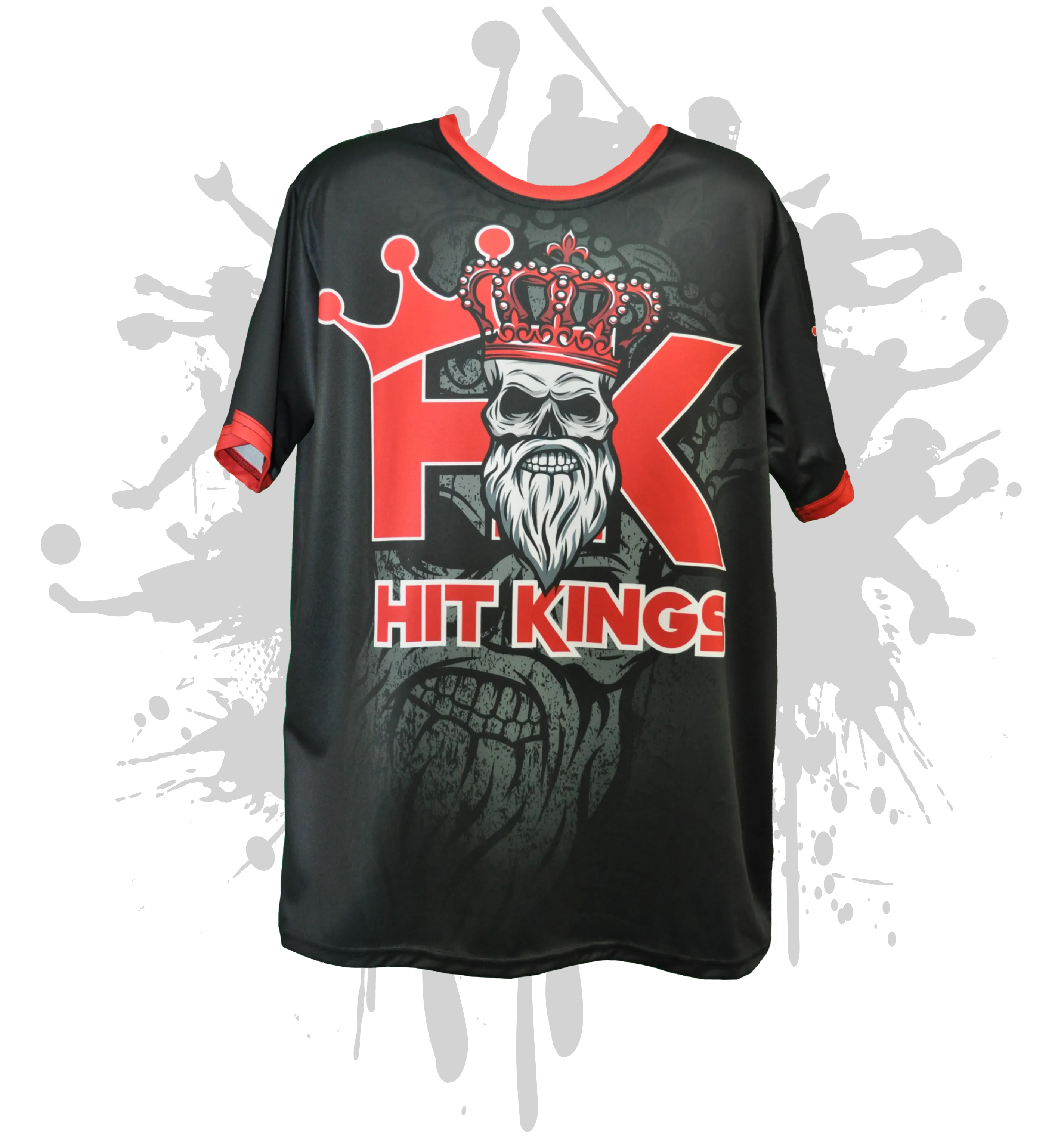 Hit Kings Bearded Skull Mens Full Dye Jersey Black/Red