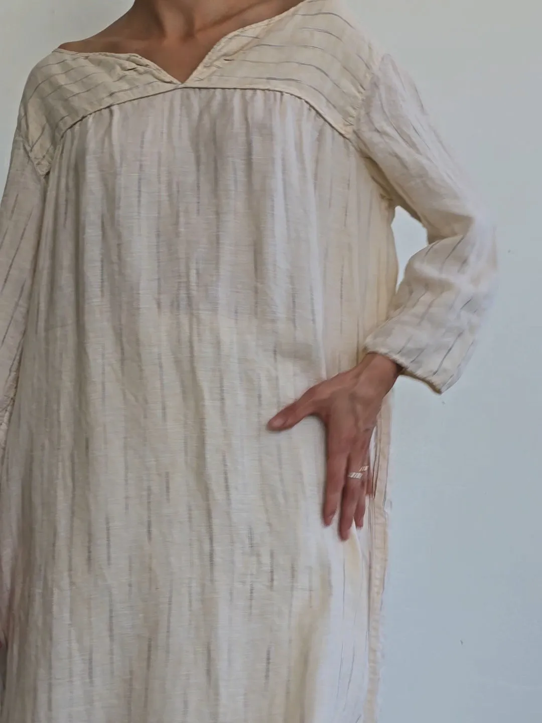 Italian Cotton Striped Easy Dress (L)