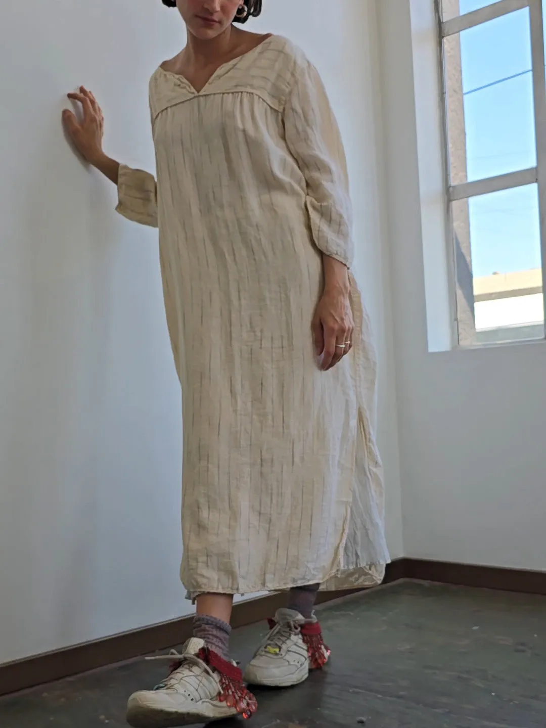 Italian Cotton Striped Easy Dress (L)