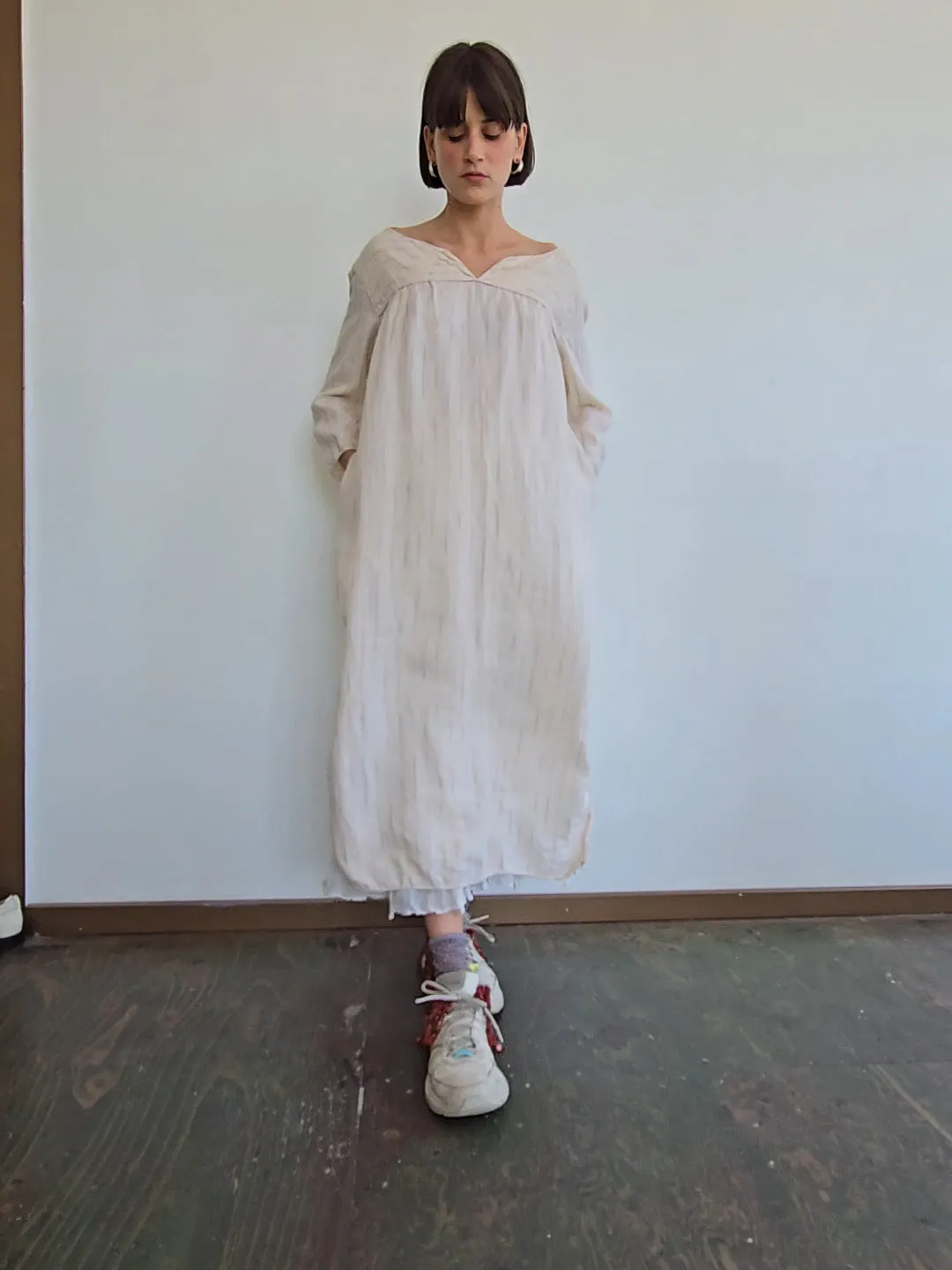 Italian Cotton Striped Easy Dress (L)