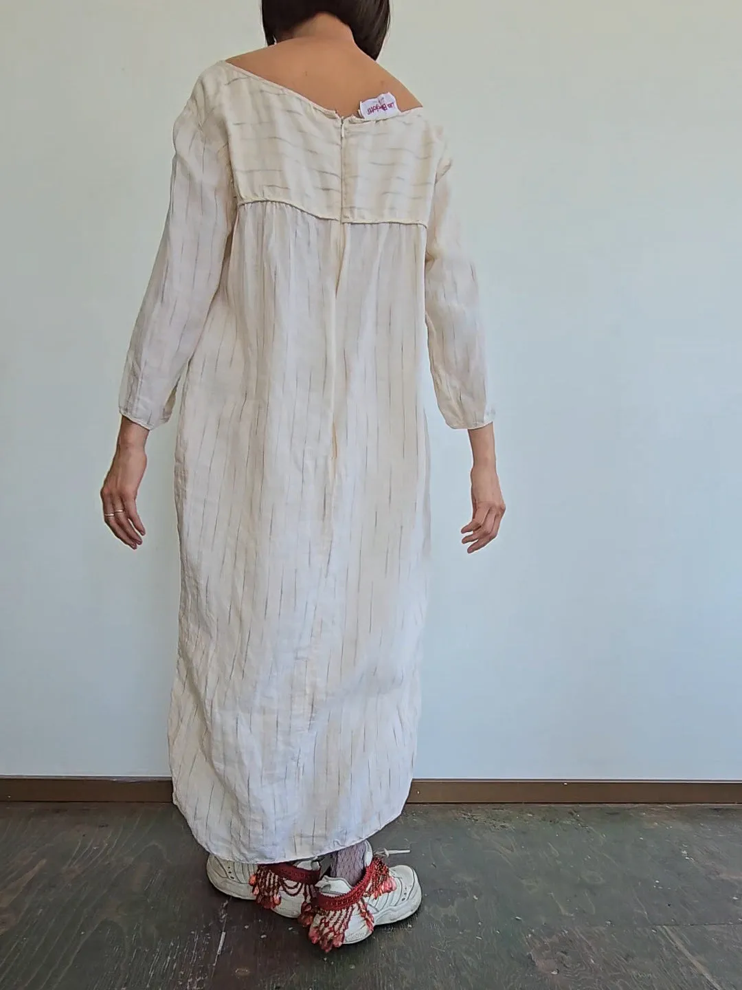 Italian Cotton Striped Easy Dress (L)