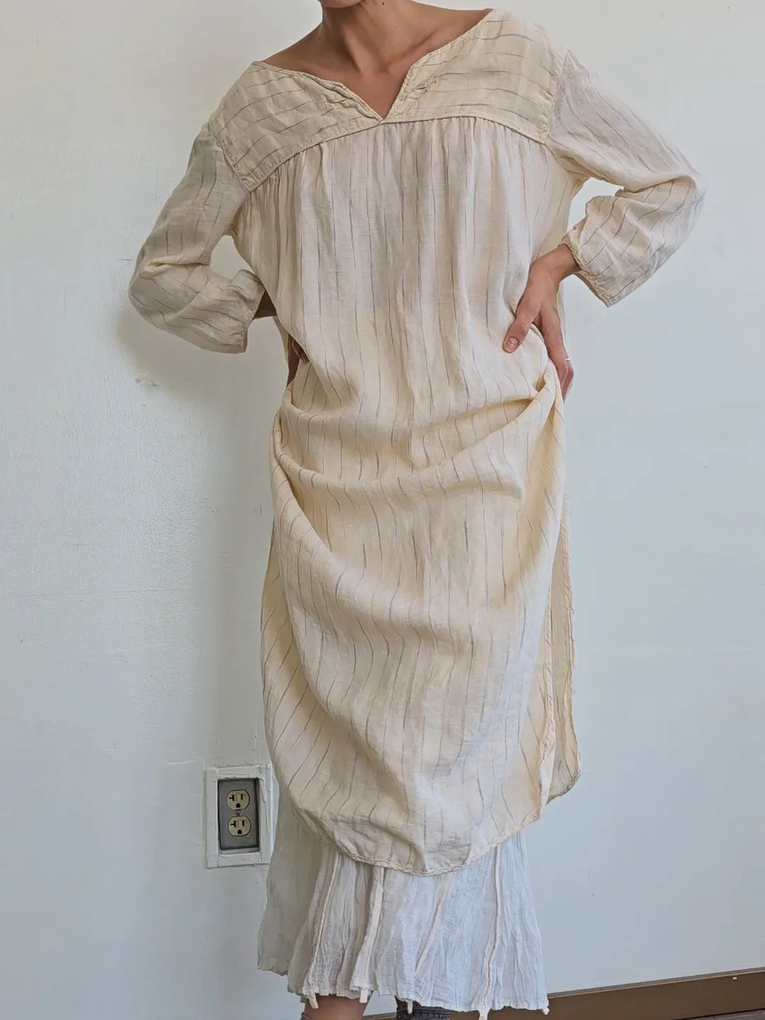 Italian Cotton Striped Easy Dress (L)