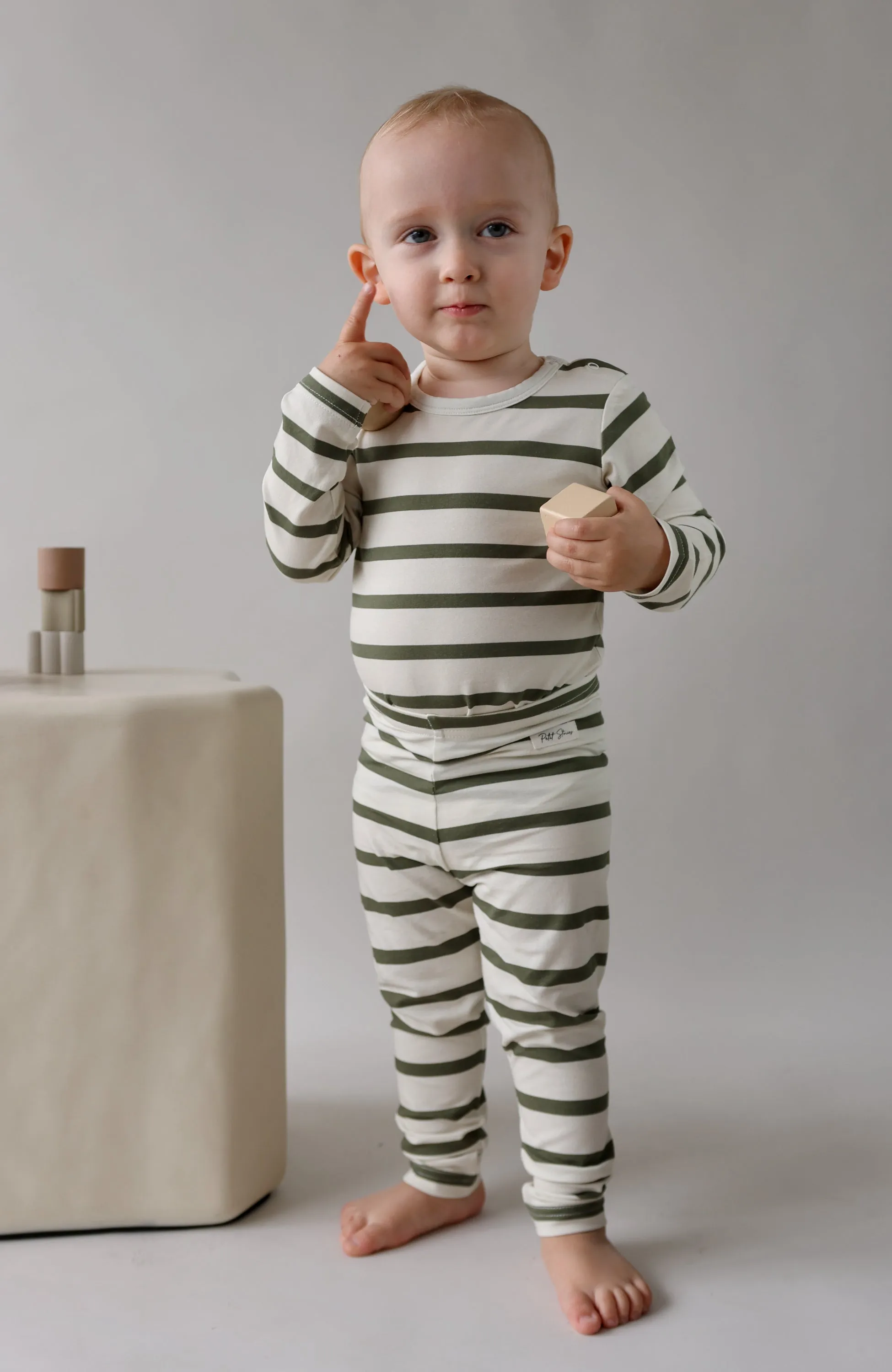 Kai Leggings - Deep Khaki Stripes
