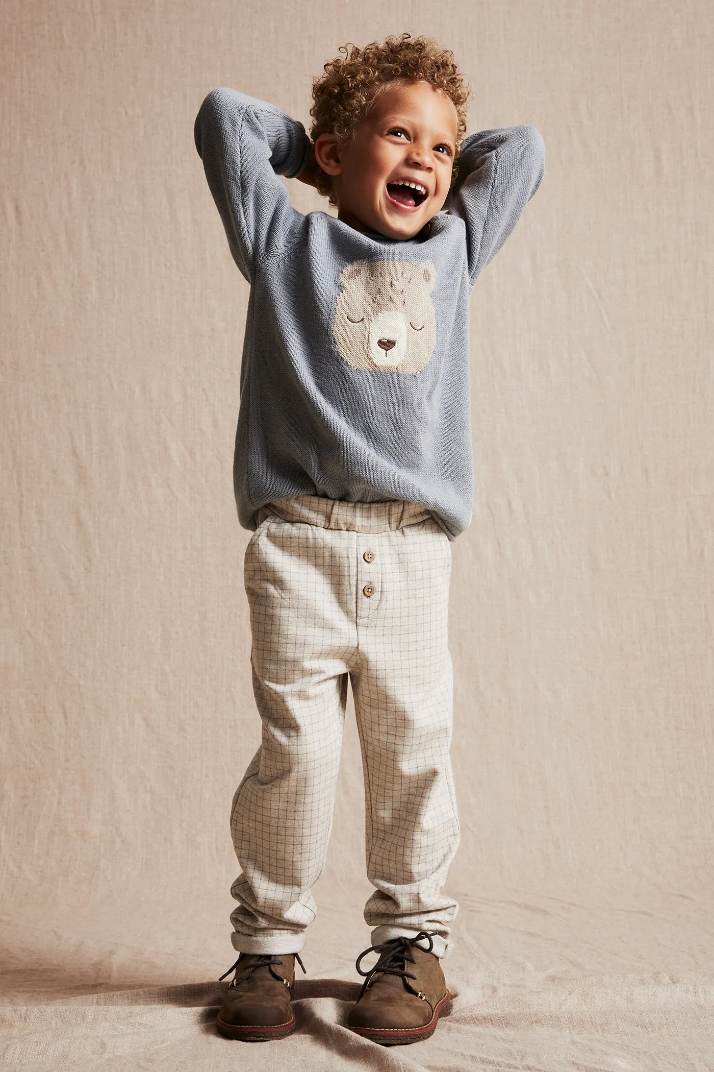 Kids beige plaid joggers