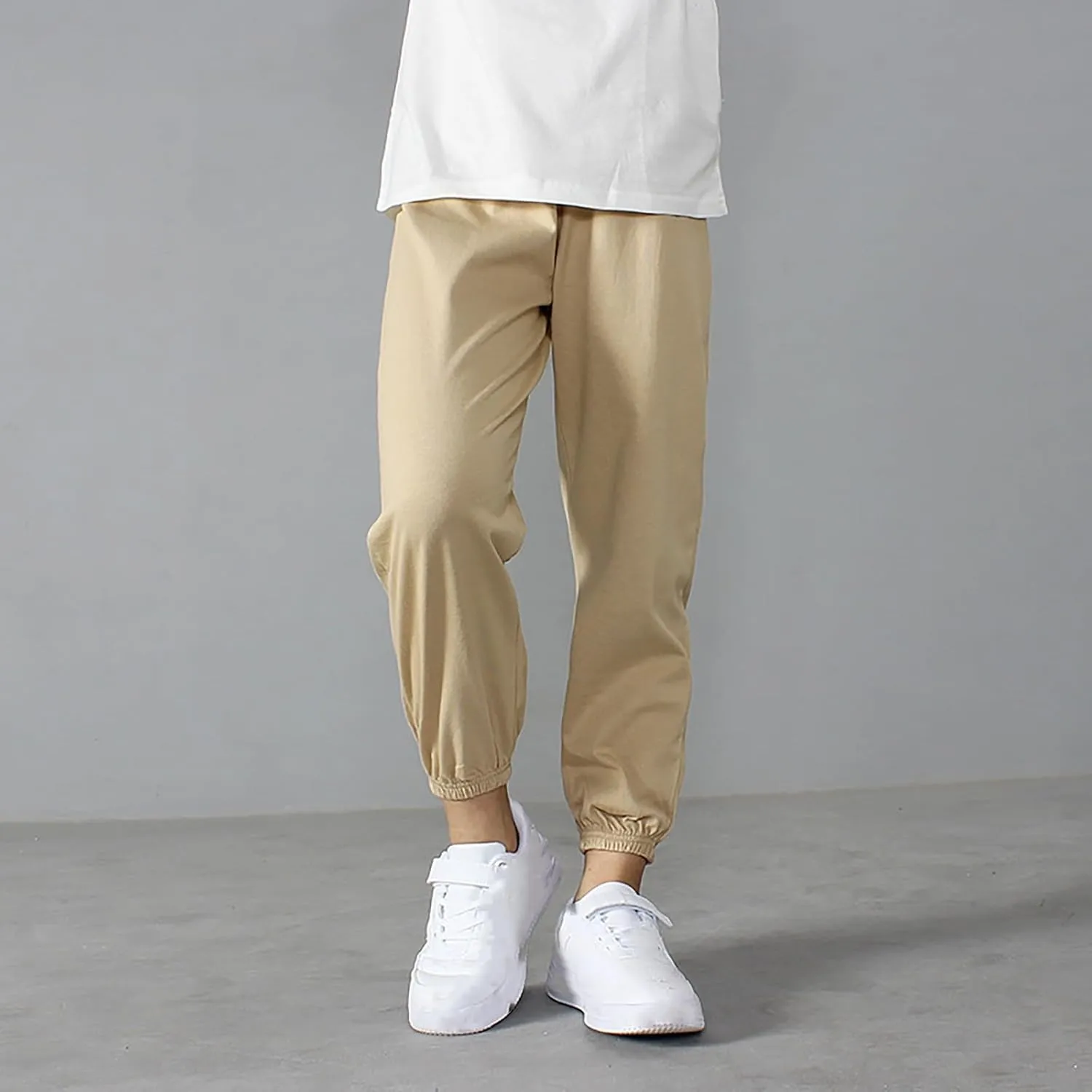 Kids Unisex Cotton Pull On Jogger Pants Solid Color Elastic Waistband Casual Sports Pants Boys Girls Leggings with Cats