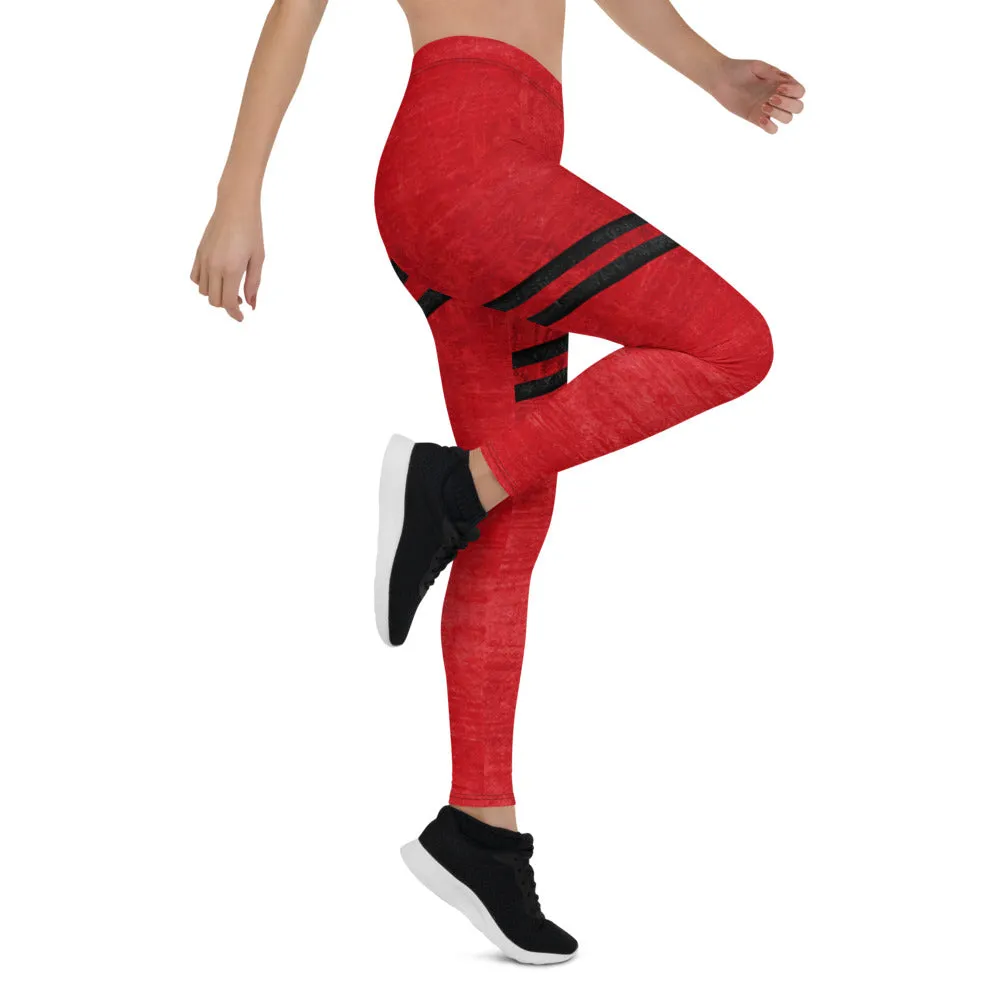 Leggings - Red Textured