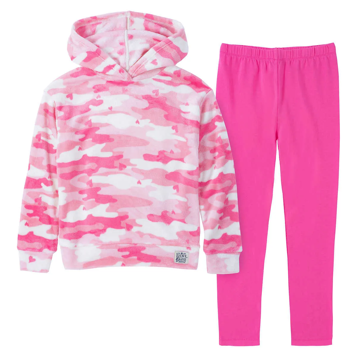 Lucky Brand Girl's Youth 2-Piece Plush Velour Hoodie & Leggings Set