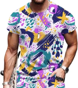 Men's 3D Graffiti T-Shirt - Abstract Street Art Oversized Short Sleeve Casual Tee