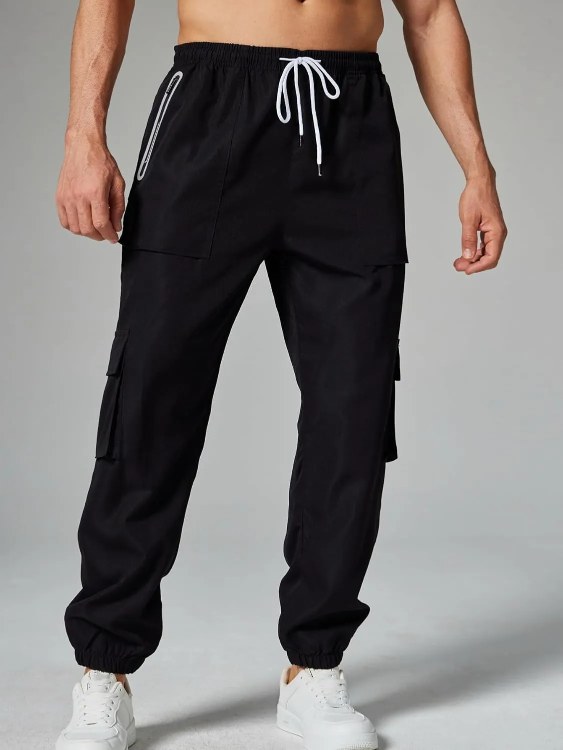 Men's Pant Cargo Casual Slim Sports Harem Drawstring Student Trouser for Men