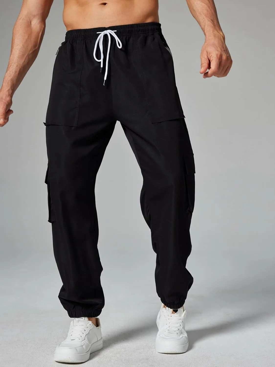 Men's Pant Cargo Casual Slim Sports Harem Drawstring Student Trouser for Men