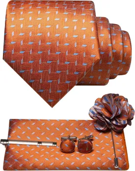 Mens Tie and Lapel Pin Necktie Pocket Square Cufflinks and Tie Clip Sets for Business Casual 5PCS
