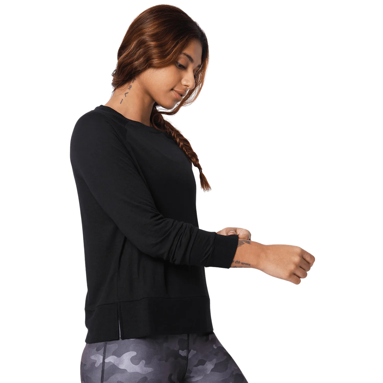 Modal Raglan Long Sleeve Tee Black