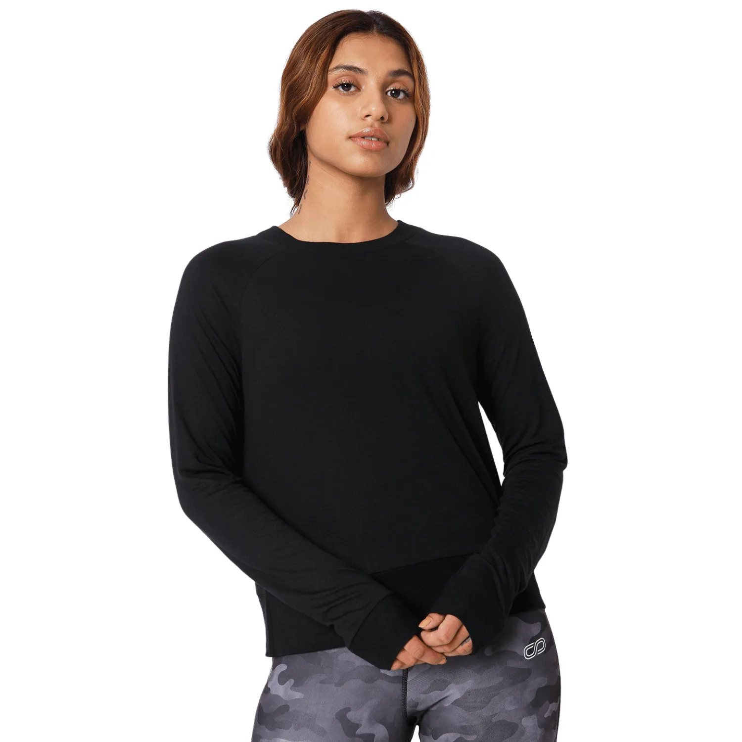 Modal Raglan Long Sleeve Tee Black