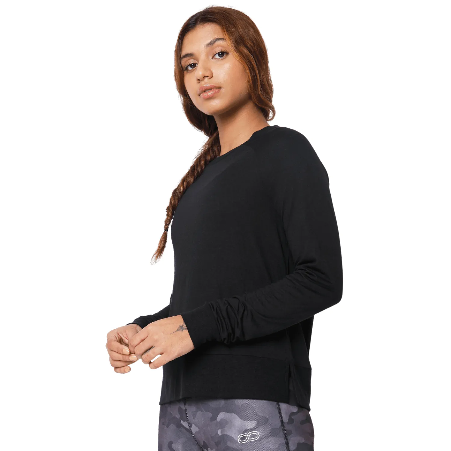 Modal Raglan Long Sleeve Tee Black