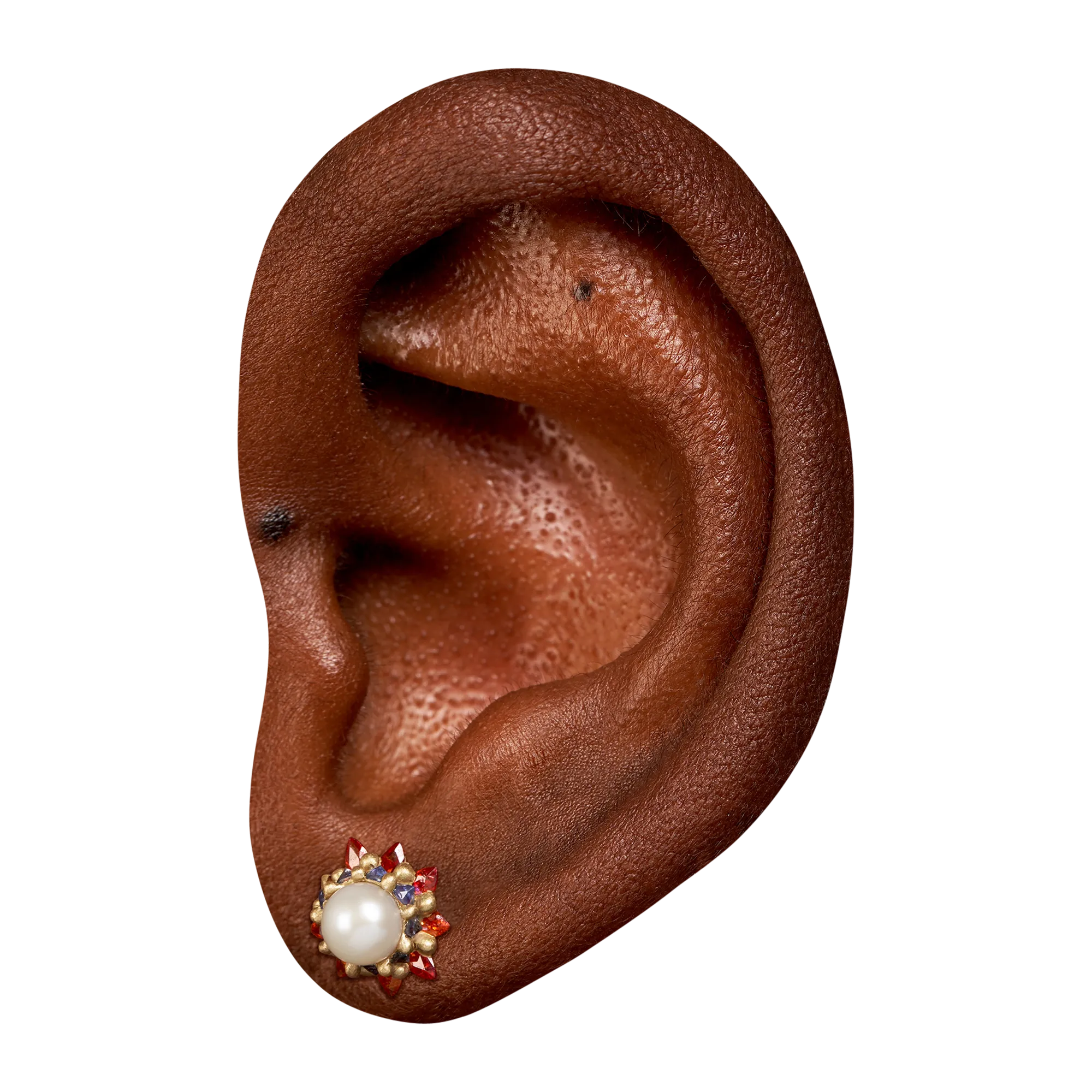 Orange & Blue Bellis Cluster Stud Earring - 11402