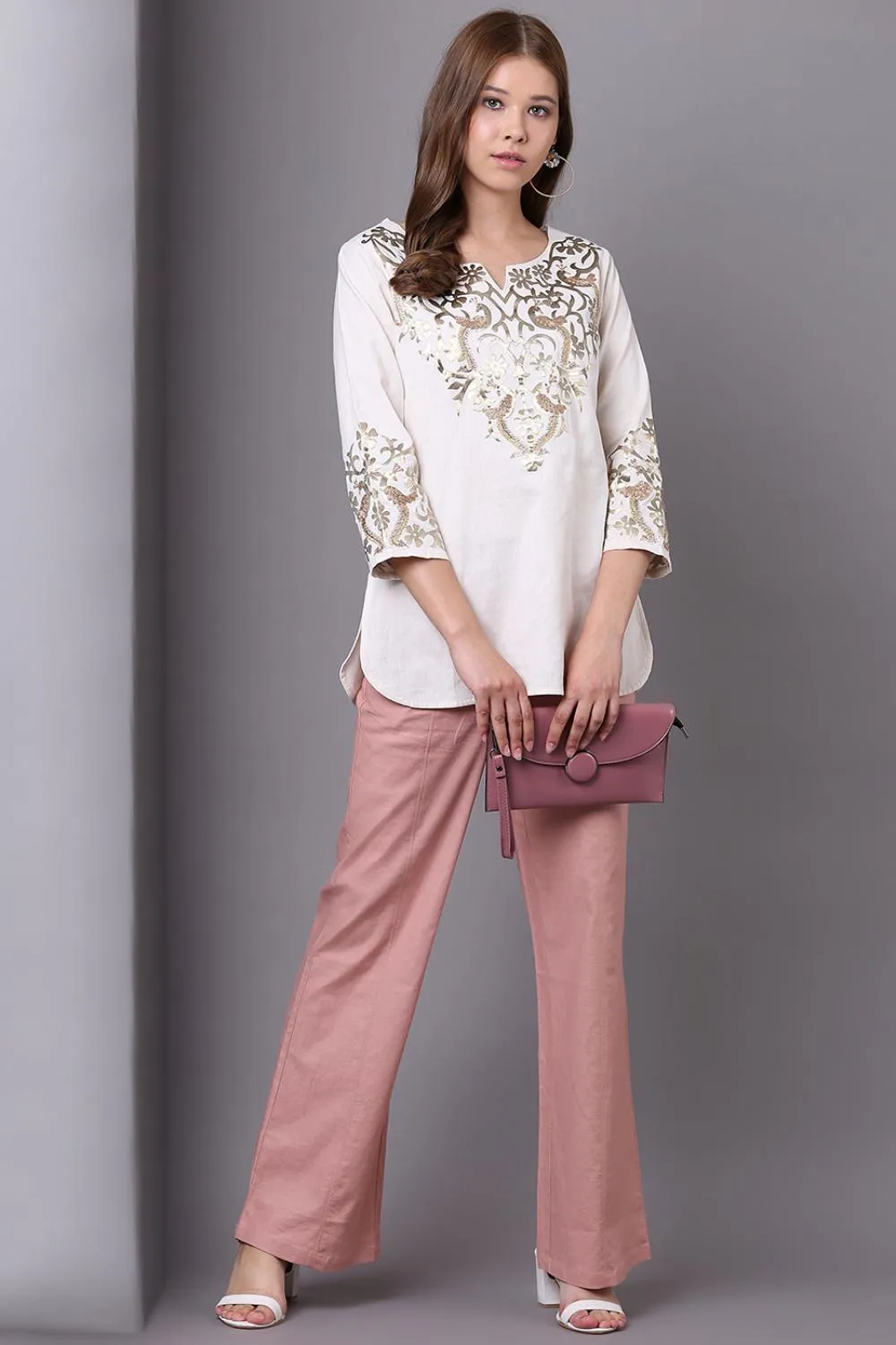 Peach Long Plan Pant