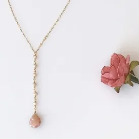 Peach Moonstone Yoga Pendant Necklace