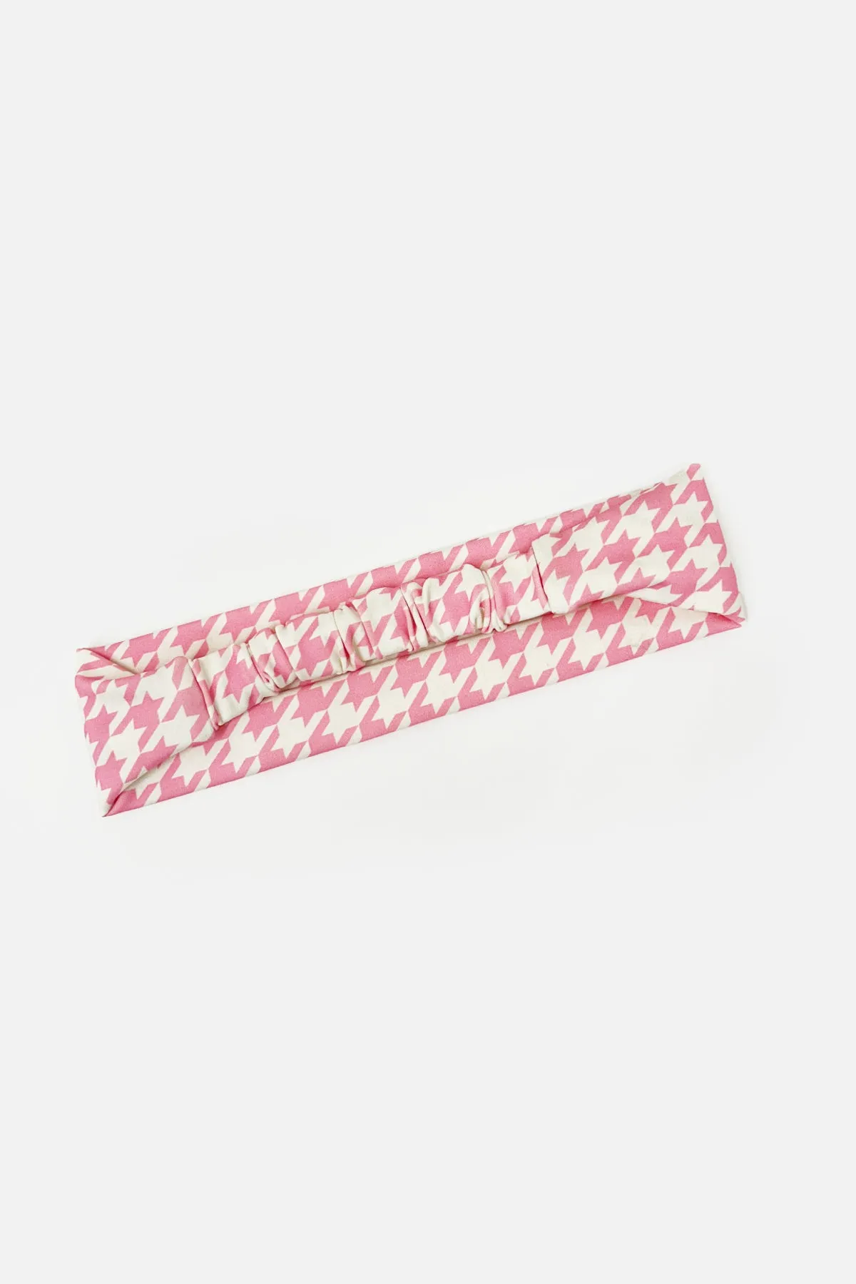 Pink Houndstooth Headband