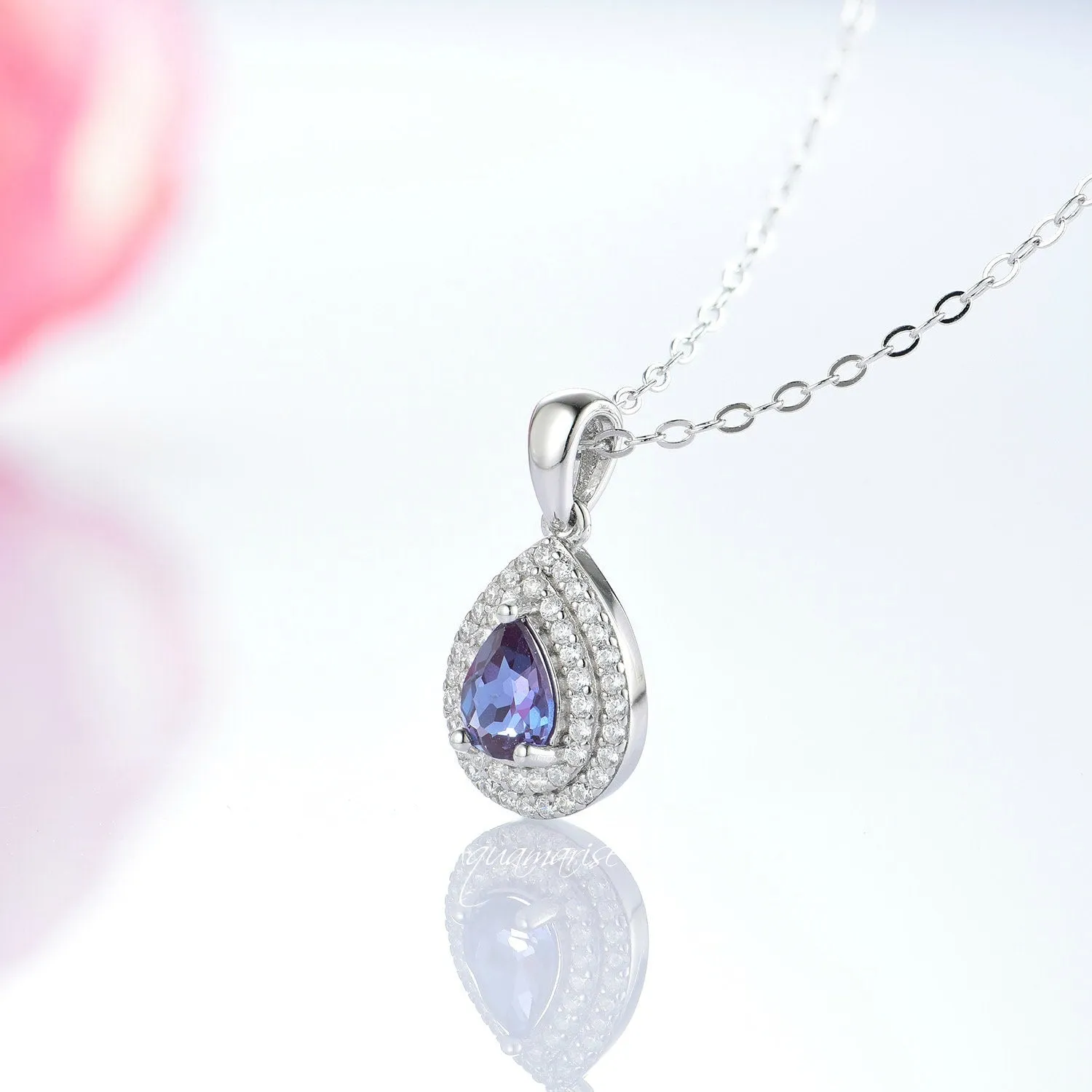 Scarlett Teardrop Alexandrite Necklace- Sterling Silver