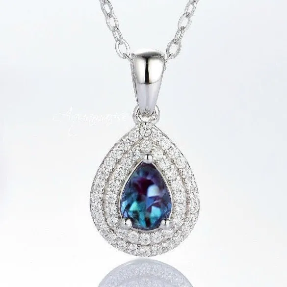Scarlett Teardrop Alexandrite Necklace- Sterling Silver