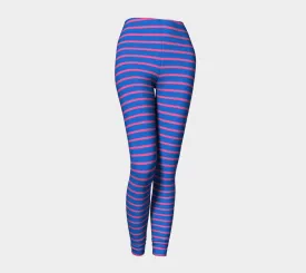 Striped Adult Leggings - Pink on Blue