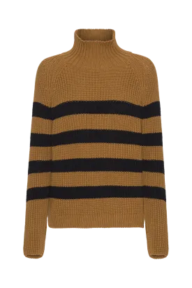 Sweety High Neck Striped - Bronze Brown/Black Stripe