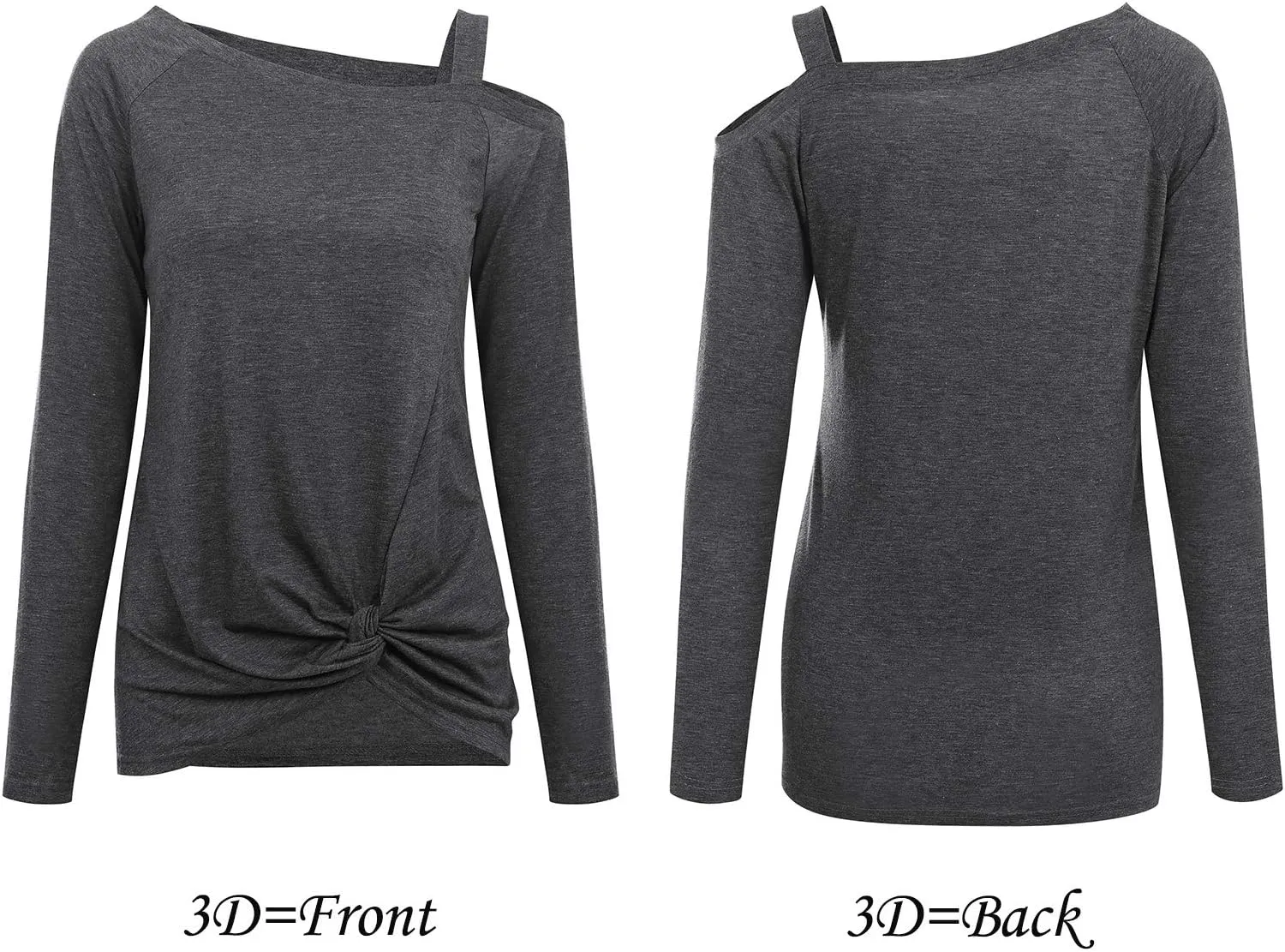 TEMOFON Women's Cold Shoulder Tops: Long Sleeve Casual Shirts Twist Knot Top Tunic Blouse Tshirt S-2XL