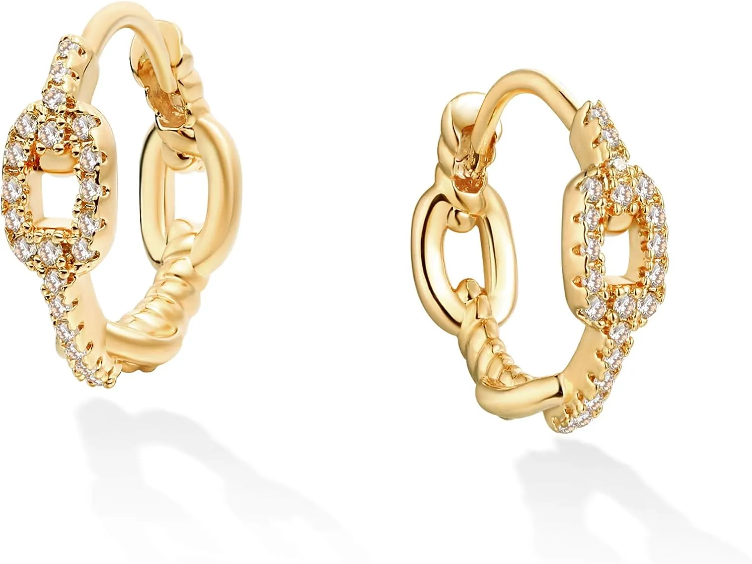 VACRONA Cubic Zirconia Huggie Earrings 14k Gold Plated Tiny Earrings Small Huggie Hoop Earrings Simple Lightweight Hoops Gift for Women
