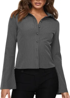 VNIRA Womens Button Down Shirts Striped Long Sleeve Collared Casual Work Blouses Spring Tops 2025 Trendy Outfits