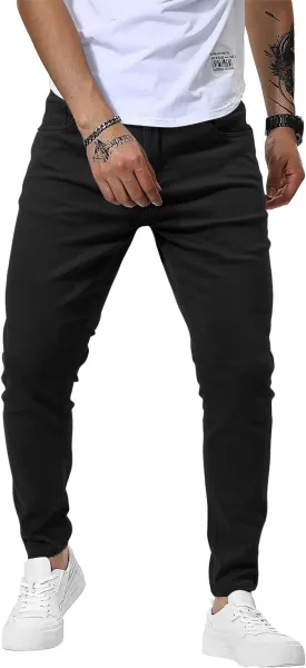 Woenzaia Men's Casual Slim Fit Pants Skinny Stretch Dress Slacks