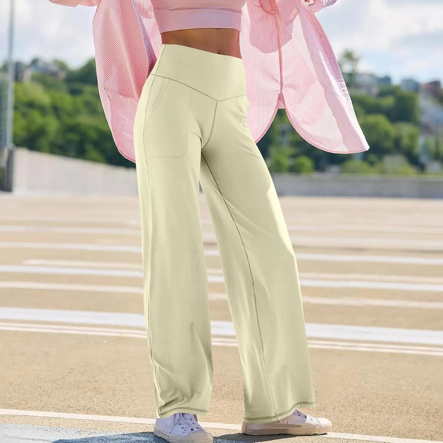 Women's Sweatpant Elastic High Waist Wide Leg Pants Plus Size Loose Comfy Joggers Pant Gym Sport Casual Trouser