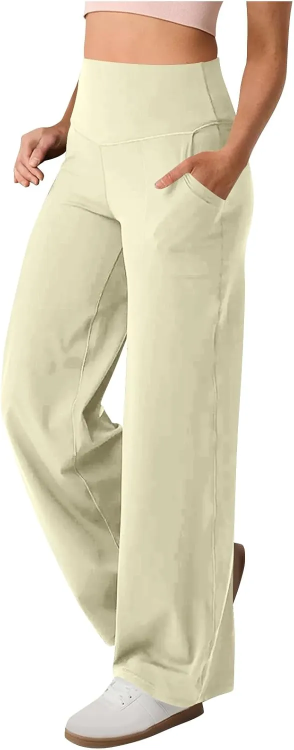 Women's Sweatpant Elastic High Waist Wide Leg Pants Plus Size Loose Comfy Joggers Pant Gym Sport Casual Trouser