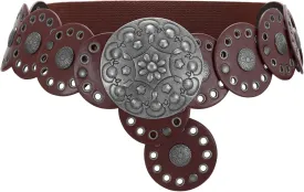 XZQTIVE Women's Western Belt with Concho Discs Adjustable Cowgirl Waist Belt Vintage Wide Disc Design for Dresses Jeans