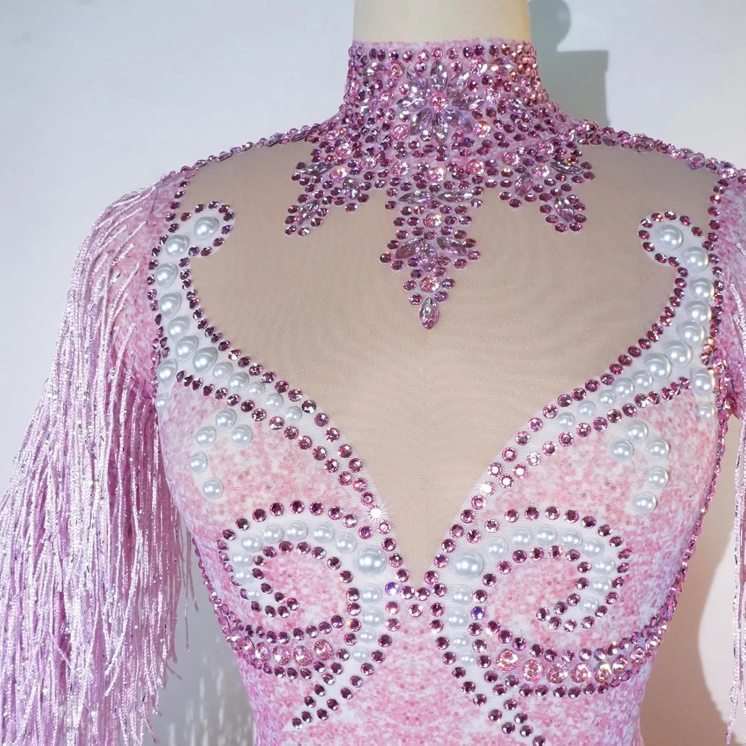 Youmeisha Sexy Fringe Rhinestone Bodysuit Mesh Perspective Women Birthday Party Outfit Team Dance Show Drag Queen Costumes