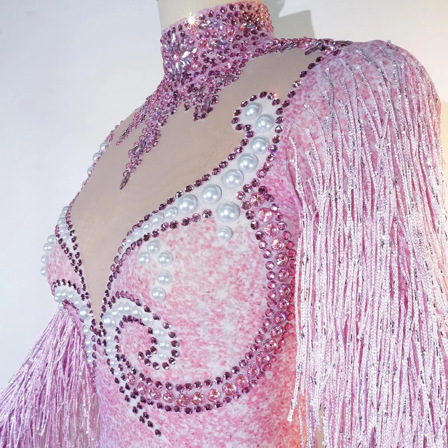 Youmeisha Sexy Fringe Rhinestone Bodysuit Mesh Perspective Women Birthday Party Outfit Team Dance Show Drag Queen Costumes