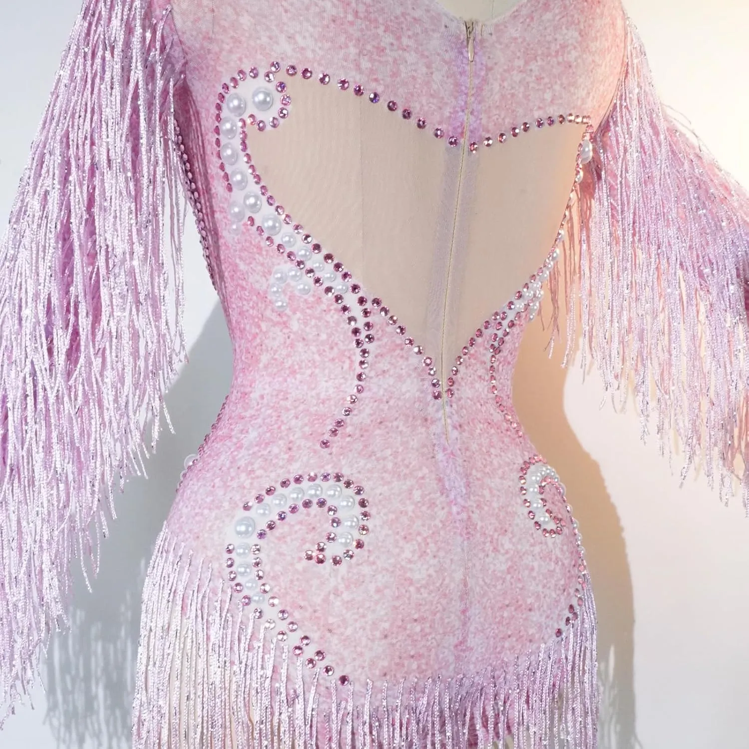 Youmeisha Sexy Fringe Rhinestone Bodysuit Mesh Perspective Women Birthday Party Outfit Team Dance Show Drag Queen Costumes