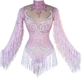 Youmeisha Sexy Fringe Rhinestone Bodysuit Mesh Perspective Women Birthday Party Outfit Team Dance Show Drag Queen Costumes