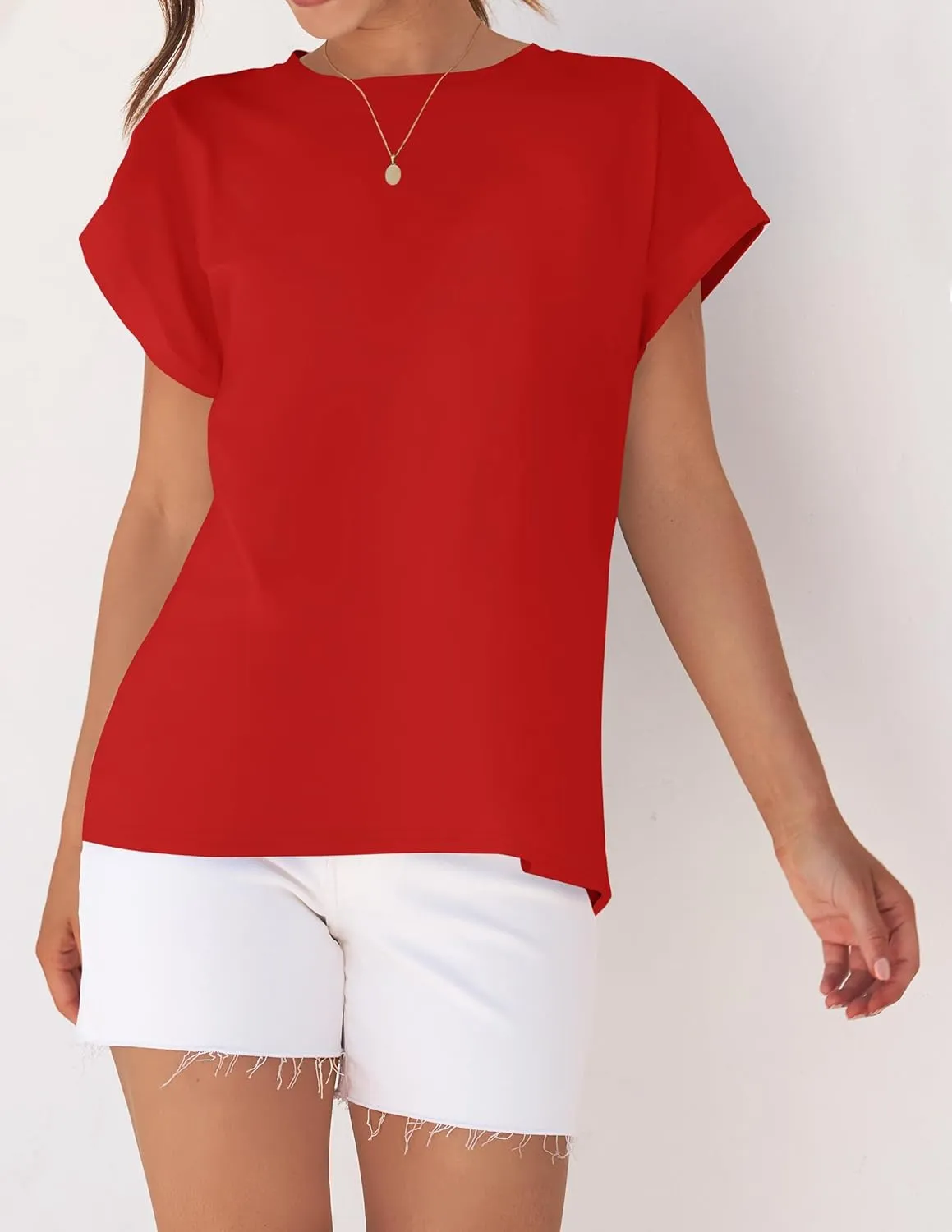 ZESICA Womens Summer Cap Sleeve Crewneck Tops Casual Loose Striped T-Shirts Basic Tees