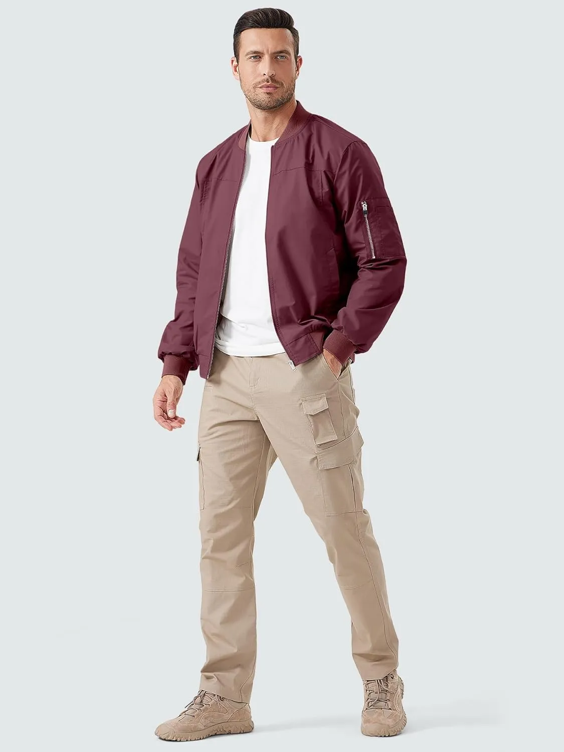 ZUTY Men's Bomber Jacket Lightweight Casual Spring Fall Windbreaker Coat with Zipper Pockets